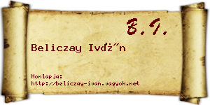 Beliczay Iván névjegykártya